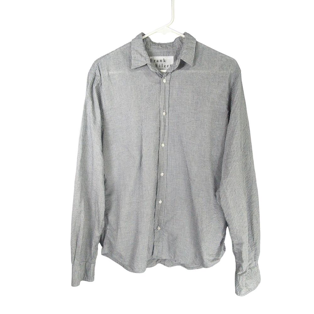 Frank & Eileen Shirt Mens S Gray Striped Paul‎ Poplin Button Up Italian Fabric